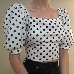 Charlotte Russe - Puff Sleeve Polka-Dot Blouse